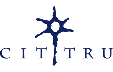 Logo CITTRU z granatowym neuronem w centrum nazwy
