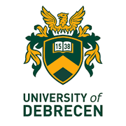 Logo University of Debrecen z zielono złotym herbem