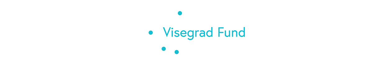 Logo Visegrad Fund: napis Visegrad Fund otoczony 4 kropkami z lewej strony